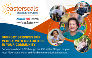 A promotional graphic for the Albertsons Companies Foundation to support people with disabilities.