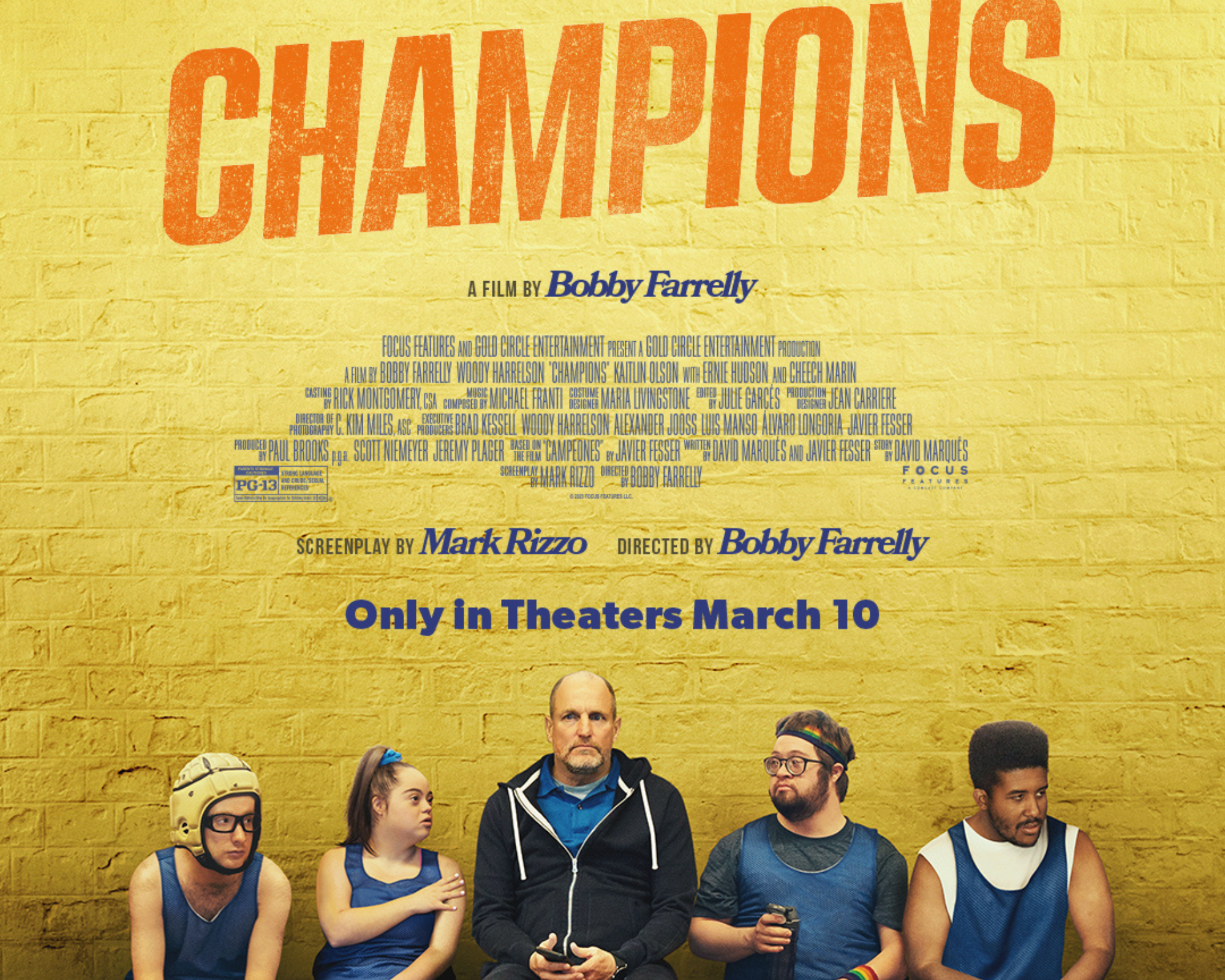 A colorful movie poster for movie Champions with Woody Harrelson.